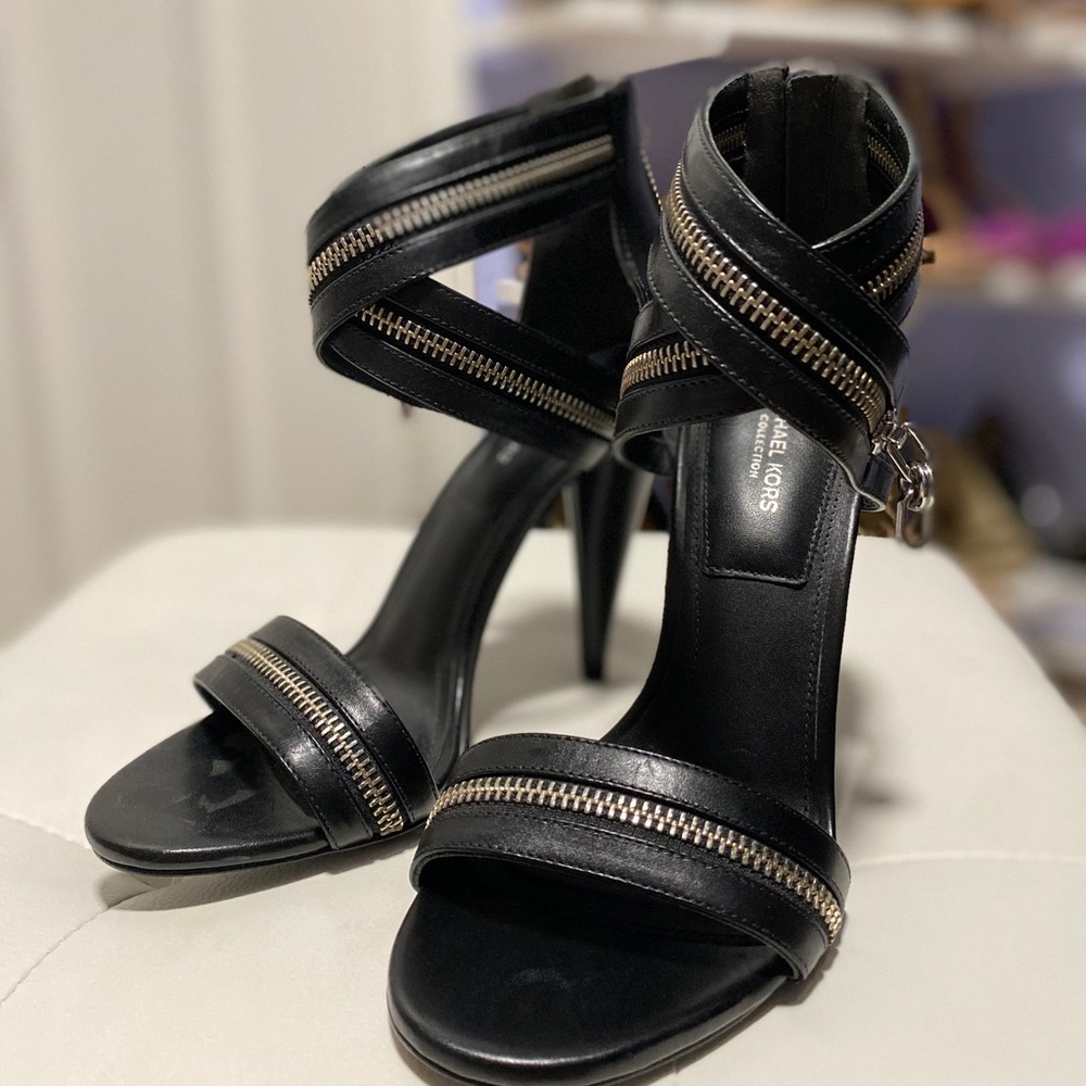 Michael Kors Collections black zipper sandals